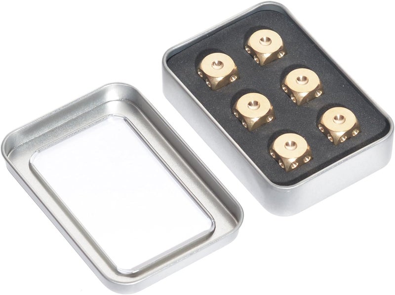 CKLT 6 Sided Metal Brass Dice with Gift Metal Case & Portable Bag, 6pcs Solid Brass Dice for Tables Board Game Poker Party Playing Games, Ideal Men's Collection Gift - Image 5